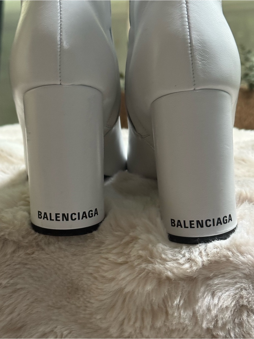 Balenciaga White Leather Ankle Boots